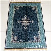 2x3 Blue Handmade Bedroom Oriental Persian Design Pure Silk Rug Carpet