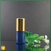 Blue 3ml Glass Roll on Bottle with Aluminum Cap