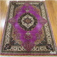 4x6 Purple Handmade Persian Pure Silk Rugs