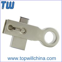 Key Ring Ending USB 3.1 USB-C Pen Drive Swivel Design Solid Full Metal