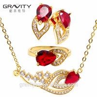 Fashion Luxury Red Ruby Jewelry Set for Weeding