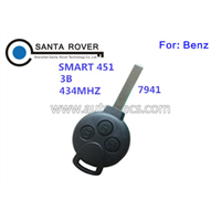 High Quality 3 Button 433MHZ for Mercedes Benz Smart 451 Fortwo Remote Key Fob Keyless