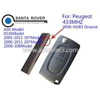 Excellent Price Remote Key for Peugeot 307 207 308 Flip Folding Remote Key 2 Button HU83 Groove Blade