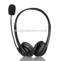 High Quality PU Earmuff USB Call Center Headset with Microphone