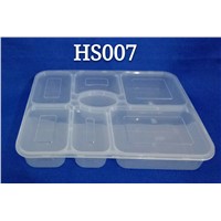 Rectangle Seven Compartments Disposable PP Plastic Microwave Safe Dinnerware