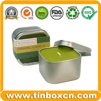 Square Candle Tin Box with Transparent PVC Window Lid, Metal Travel Tin Can (BR1304)