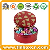 Round Metal Tin Chocolate Box, Chocolate Tin Box, Food Can (BR1507)