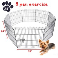 24"30"36"Tall Foldable Dog Playpen Crate Fence Pet Cat Play Pen Exercise Cage 8 Panel