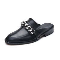 OEM & ODM Luxury Leather Vamp Platform Women Black Sandal Shoes
