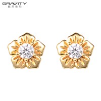 Gravity ESDG0008 Flower Shape Saudi 24k Gold Jewelry Stud Earring