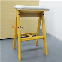 Good Quality High Yellow Comfortable Wood Display Stool For Huawei Store Experience