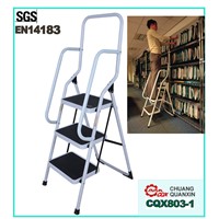 3 Step Ladder Safety Anti Slip Rubber Mat Tread Handrail Steel Folding Frame DIY