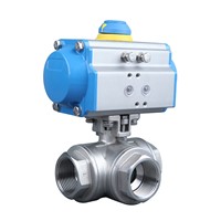 3-Way Double Acting/Single Acting Pneumatic Threaded Ball Valve