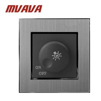 MVAVA Dimmer Switch Luxury Silver Satin Metal Brushed Metal UK EU Standard Rotary Dimmer Lamp Wall Switch