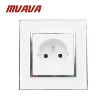 MVAVA French Standard Wall Power Socket Electrical Plug Outlet 16A Crystal Glass Mirror Panel