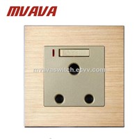 Mvava Luxury Satin Aluminium Series 15A South Africa Wall Socket &amp;amp; Switch with LED 15A South Africa Switched Socket