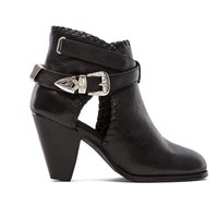 Parrcen Women's Black Leather Boot Shoes with Buckle Strap (BD02-13)