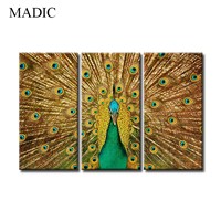 Wall Art Canvas Prints 3 Panel Modern Oil Painting on Canvas Peacock Wall Pictures for Home Decoration