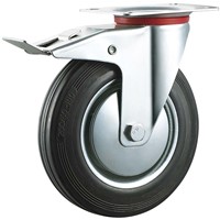Industrial Caster Wheel Hardware Swivel with Brake 4 Inch Rubber Plastic Wheels