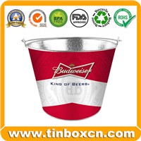 Round Beer Metal Tin Ice Bucket with Handle, Tin Pail (BR1973)