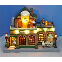 13&amp;quot;LED Beer Shop with Two Movements, Inside with Rotating Beer Bottles In First Floor, Top with Rotating Barrels 8 Chris