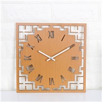 Creative Round Shape Chinese Style Digital Wood Wall Quiet Clock