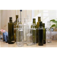 Clear, Dark Green Olive Oil Glass Bottles with Caps