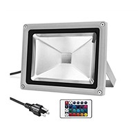 Outdoor Waterproof LED Flood Light, 20W RGB Color Changing Security Light Motion with US-Plus&Remote for Landscape, Hote