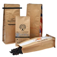 Customized Printed Coffee Kraft Paper Flat Bottom Bag Box Pouch Food Packaging Coffee Bag