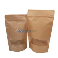 Customized Printing Bag Clear Window Food Packaging Kraft Paper Pouch