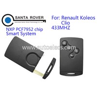 Hot Sale Renault Koleos Clio 4 Button Smart Key Card PCF7952 Laser Blade 433Mhz