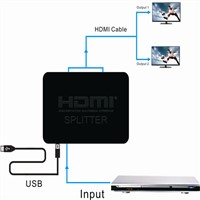 Black Mini HDMI Splitter 1*2 3D, 1080P