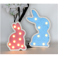 Customized Battery Kids Bedroom LED Wooden Bunny Night Light