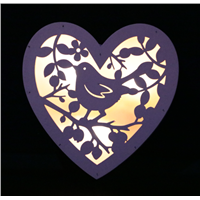 Engrave Customized Bird &amp;amp; Laurel Heart Wooden Light Box Party Home Decoration