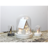 New Product Christmas Gift Wood Ornament Light Glass Dome Light