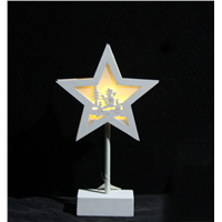New Design Indoor Wooden Christmas Star LED Table Decorative Light
