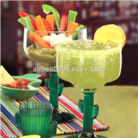 New Design 16oz. Cactus Tree Shape Glass Goblet Margarita Glass for Restaurant &amp;amp; Hotel