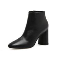 Parrcen Women's Black Genuine Leahter Black Heel Ankle Boots for Lady (BD08-5)