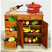 China Factory Outlet Wholesale Movable Kitchen Cabinet with Darwers on Wheels