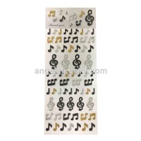 Musical Note Style Gold Glitter Stickers for Decoration