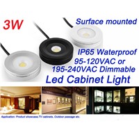 Surface Mounted 3W Mini LED Cabinet Light Dimmable Waterproof IP65 Showcase TV Kitchen Cabinet Lighting Fixture LED Lamp
