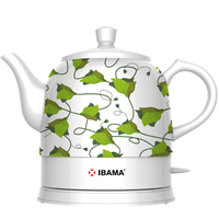 IBAMA Teapot Ceramic Electric Kettle, Cordless Water Teapot, 1200ML (Green)