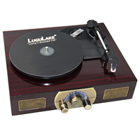 LuguLake Stereo 3-Speed Turntable with Built-in Bluetooth Speakers, FM Radio & RCA Output, Vintage Retro Wooden Finish