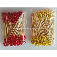 12cm Handmade Bamboo Handle Braided Decorative Cocktail Skewer Party Cocktail Bamboo Loop Fruit Picks