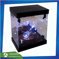 Transparent Acrylic LED Display Cabinet with Spotlight Inside, Top & Base Are with Black Matt Acrylic