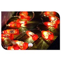 Red Plastic Lantern Battery Operated LED String Lights