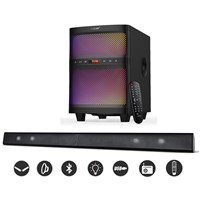 LuguLake 70W 2.1 Channel TV Sound Bar System Transferring into Computer Speaker w/ LED Cool Light, Bluetooth Function