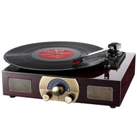 Vinyl Turntables, LuguLake Stereo 3-Speed Turntable with Built-In Bluetooth Speakers, Record Player, FM Radio &amp;amp; RCA Ou