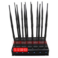 Stationary 12 Antenna Jammer for All 3G 4G Cellphone, Car Remote Control, VHF/UHF Radio, GPS, Wi-Fi Jammer 12 Band