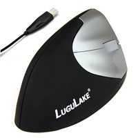 LuguLake Vertical Ergonomic Mouse Optical Mice, Wired, Right Hand Stress Relieving Black